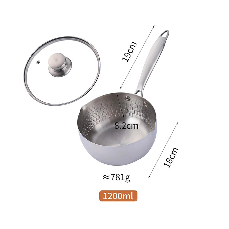 🥛 Japanese-Style Stainless Steel Snow Pan with Lid