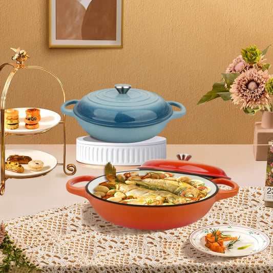 🍞 Oval Enameled Cast Iron Dutch Oven  Heavy Pot with Lid