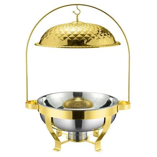 🔥 Hangable Golden Food Heating Container - Large-Capacity Stainless Steel Buffet Stove