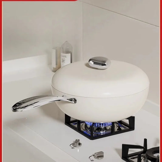 🍳 Titanium Non-Stick Frying Pan - Flat-Bottomed & Uncoated for Household Use