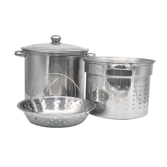 🍝 Stainless Steel Pasta Pot - 4-Piece Cookware Set with Steamer & Lid